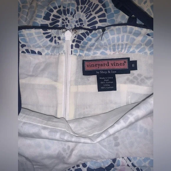 Vineyard Vines Blue and Pink Mosaic Midi Dress size 8 M-L great vacation dress - Picture 6 of 7